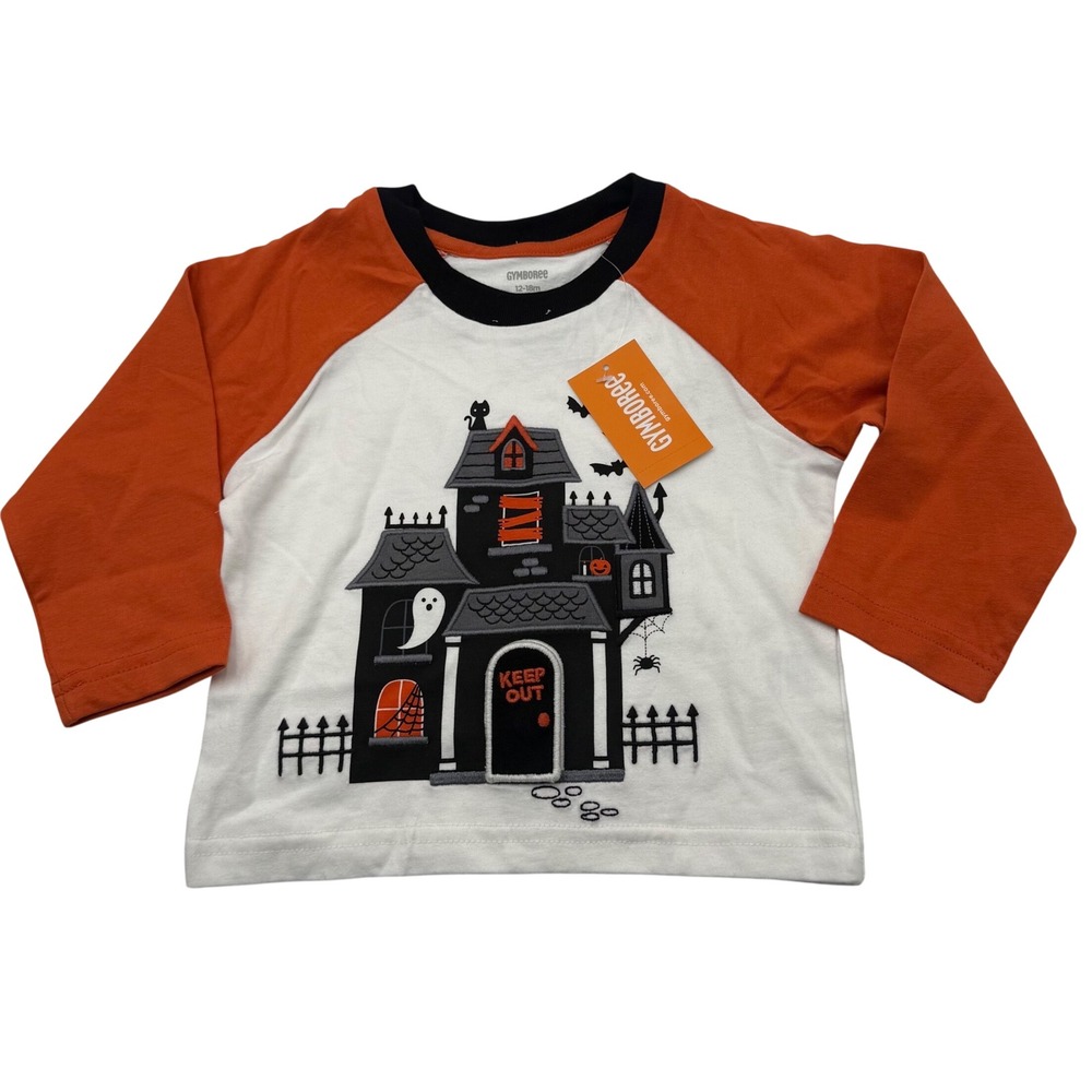 OshKosh B'gosh Baby 12-18M Halloween Haunted House Raglan Shirt NWT